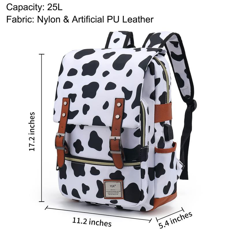 YGR Floral Laptop Backpack for Women, Female, College, Travel, Business, Outdoor Sports, Office, Work (Cow)
