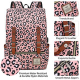 YGR Floral Laptop Backpack for Women, Female, College, Travel, Business, Outdoor Sports, Office, Work (Leopard Print)