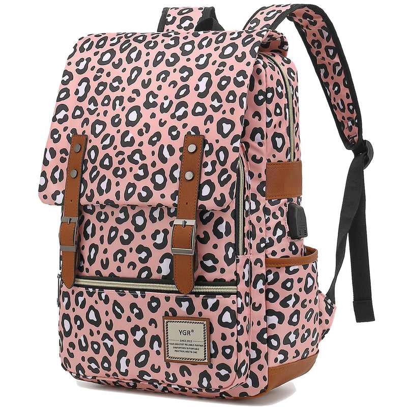 YGR Floral Laptop Backpack for Women, Female, College, Travel, Business, Outdoor Sports, Office, Work (Leopard Print)