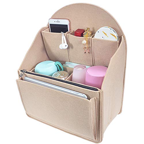 YIICOOLY Felt Backpack Organizer Insert,Purse Organizer for Men Women Backpack Rucksack Handbag Shoulder Bag(Beige,Small)