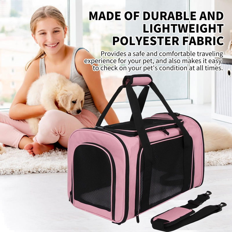 Yipincover Cat Carriers Soft - Sided,Pet Carrier for Small Cats Dogs Puppies up to 1 - 15 LBS,TSA Airline Approved, (Medium,Pink)