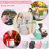 YJMKOI 3Pcs Daisy Prints Backpack for Girls Middle - School Elementary Students Bookbag Set with Lunch Box (Grey)