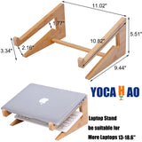 YOCAHAOY Wooden Laptop Stand Vertical Laptop for 13 - 18.6in Bamboo Stand for Desk,Laptop Stand Compatible with MacBook Air Pro/Dell XPS/Surface pro/HP/Pixelbook/Lenovo,More Laptops