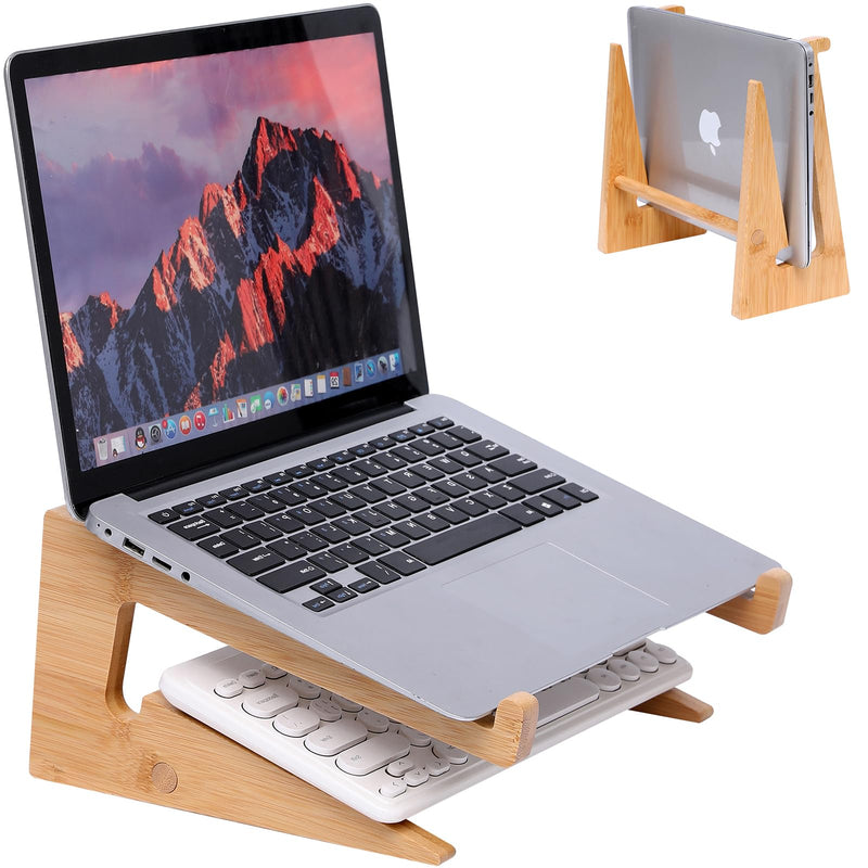 YOCAHAOY Wooden Laptop Stand Vertical Laptop for 13 - 18.6in Bamboo Stand for Desk,Laptop Stand Compatible with MacBook Air Pro/Dell XPS/Surface pro/HP/Pixelbook/Lenovo,More Laptops