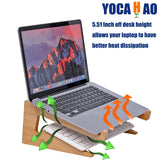 YOCAHAOY Wooden Laptop Stand Vertical Laptop for 13 - 18.6in Bamboo Stand for Desk,Laptop Stand Compatible with MacBook Air Pro/Dell XPS/Surface pro/HP/Pixelbook/Lenovo,More Laptops
