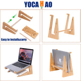 YOCAHAOY Wooden Laptop Stand Vertical Laptop for 13 - 18.6in Bamboo Stand for Desk,Laptop Stand Compatible with MacBook Air Pro/Dell XPS/Surface pro/HP/Pixelbook/Lenovo,More Laptops