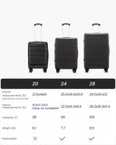 YOETEY 5 Piece Luggage Set Hardside Expandable Suitcase with TSA Lock Spinner Wheels Lightweight Travel Set Includes Tote and Toiletry Bag, (5 Piece Sets, White)