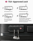 YOETEY 5 Piece Luggage Set Hardside Expandable Suitcase with TSA Lock Spinner Wheels Lightweight Travel Set Includes Tote and Toiletry Bag, (5 Piece Sets, White)