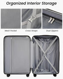 YOETEY 5 Piece Luggage Set Hardside Expandable Suitcase with TSA Lock Spinner Wheels Lightweight Travel Set Includes Tote and Toiletry Bag, (5 Piece Sets, White)