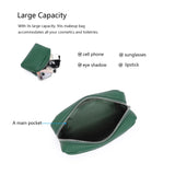 YONBEN Makeup Bag Large Capacity Women's Classic Black Wash Bag Adjustable Partition Wash Brush and Cosmetic Carrying Bag (PU/Forest Green)