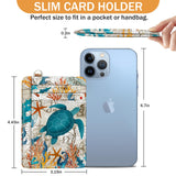 Yonlevres Credit Card Holder Slim Wallet, Sea Turtle RFID Wallet Women Front Pocket Small Card Holder Travel Cute Funny Thin Card Case ID Window PU Leather RFID Blocking Card Organizer Gifts Girls