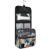 Yoogain Japanese Water Lily Bloom travel cosmetic bags for women with hanging hook Large toiletry organizer Vertical Free - Standing