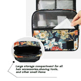 Yoogain Japanese Water Lily Bloom travel cosmetic bags for women with hanging hook Large toiletry organizer Vertical Free - Standing