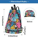 Yoogain Say Hi Cute Doodle Art Drawstring drawstring bags beach backpack for women with Wet Dry Compartments