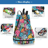 Yoogain Say Hi Cute Doodle Art Drawstring drawstring bags beach backpack for women with Wet Dry Compartments