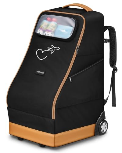 YOREPEK Foldable Car Seat Travel Bag for Airplane with 2 Wheels