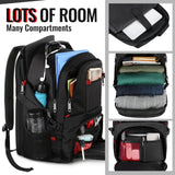 YOREPEK Large Backpack for Men, Extra Large Laptop Backpacks for Men Women, Water Resistant Travel Backpack Airline Approved Business Work Bag Fits 15.6 Inch Computer, Black