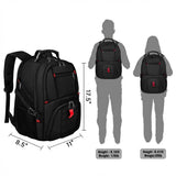 YOREPEK Large Backpack for Men, Extra Large Laptop Backpacks for Men Women, Water Resistant Travel Backpack Airline Approved Business Work Bag Fits 15.6 Inch Computer, Black