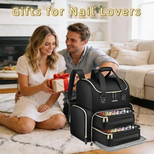 YOREPEK Large Nail Polish Organizer Case Backpack Holds 96 to 100+ Bottles