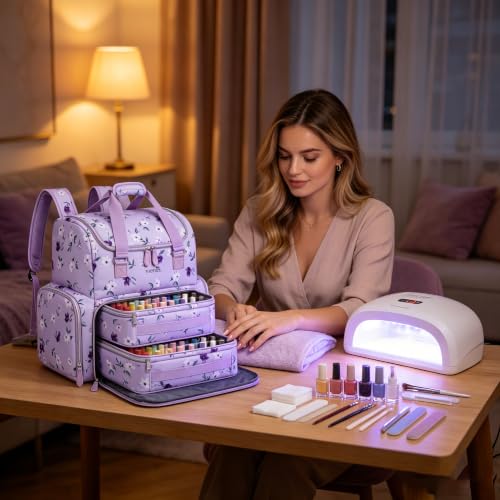 YOREPEK Travel Nail Supplies Organizer Backpack, Holds 96 to 100+ Bottles