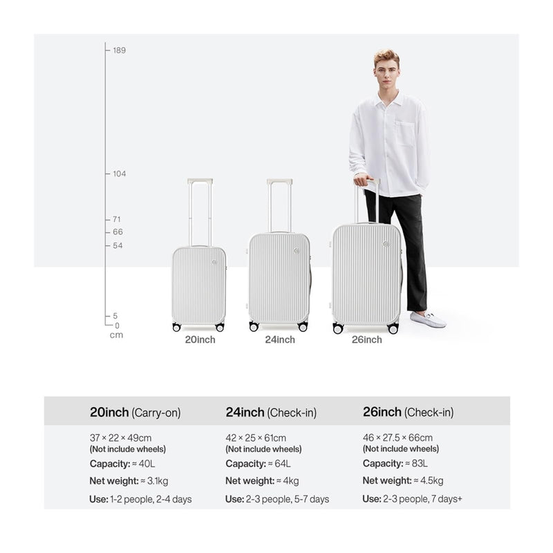 YOYDHVMKR Mixi Striped Travel Luggage 20 Inch Cabin Size Luggage Lightweight Hand Carry Case Rolling Wheel PC Suitcase 24 26 Inch M9273(D,20Inches 500mm)