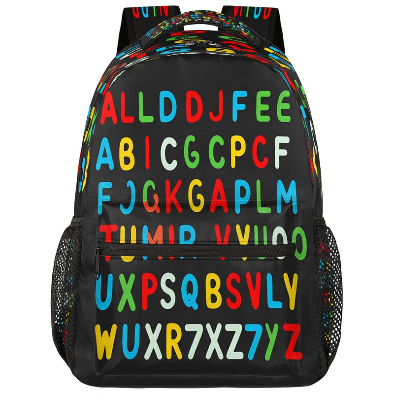 YPPAHHHH Education Alphabet School Bag Backpack College Bookbag, Rainbow Letter Laptop Backpacks Computer Bag Travel Hiking Camping Daypack for Women Girls Men Boys Students