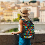 YPPAHHHH Education Alphabet School Bag Backpack College Bookbag, Rainbow Letter Laptop Backpacks Computer Bag Travel Hiking Camping Daypack for Women Girls Men Boys Students