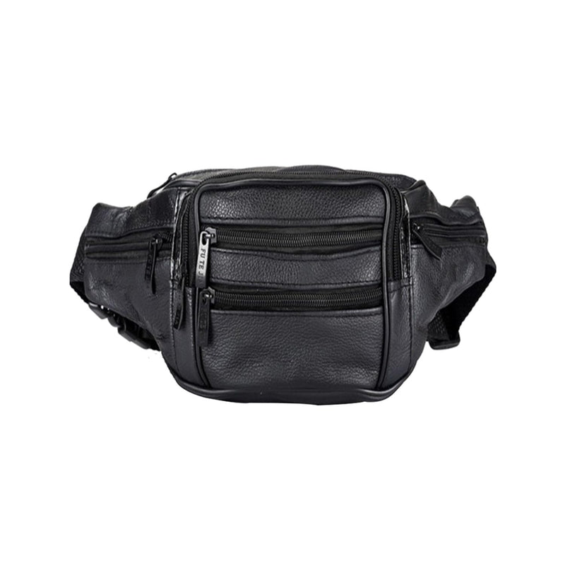 YRMLYMOP Leather Fanny Pack For Men & Women Belt Bag With Adjustable Waist Belt, Lightweight Fanny Pack Comes With Multiple Zippered Pockets Easy Carry Any Phone,Wallet (black)