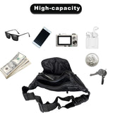 YRMLYMOP Leather Fanny Pack For Men & Women Belt Bag With Adjustable Waist Belt, Lightweight Fanny Pack Comes With Multiple Zippered Pockets Easy Carry Any Phone,Wallet (black)