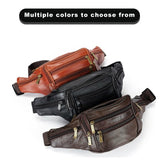YRMLYMOP Leather Fanny Pack For Men & Women Belt Bag With Adjustable Waist Belt, Lightweight Fanny Pack Comes With Multiple Zippered Pockets Easy Carry Any Phone,Wallet (black)