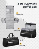 Ytonet Convertible Garment Bags for Travel, 50L Carry on Garment Duffle Bag for Men Women, 3 in 1 Suit Travel Bag Hanging Clothes for Business with Shoe Pocket, Waterproof Pocket, Black