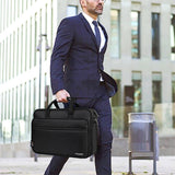 Ytonet Laptop Briefcases for Men, 17 Inch Expandable Briefcase Computer Bags for Laptop for Men, Water Resistant Multi Compartments Men's Work Bag with Luggage Strap for Bussiness Travel, Black