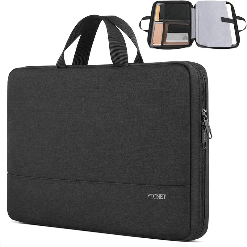 Ytonet Laptop Case 15.6 Inch, Water Resistant Laptop Bag Sleeve for Men Women Slim Coputer Cover TSA Computer Case Carrying Bag with Handle, Compatible with Lenovo HP Dell Apple Notebooks Black