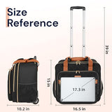 Ytonet Rolling Backpack for Women,15.6 Inch Travel Backpack with Wheels, Stylish Rolling Laptop Bag with Passport Holder, Dual-Opening Design, Underseat Carry on Luggage for Work College Teacher