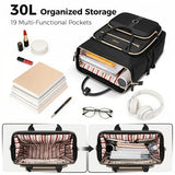 Ytonet Rolling Backpack for Women,15.6 Inch Travel Backpack with Wheels, Stylish Rolling Laptop Bag with Passport Holder, Dual-Opening Design, Underseat Carry on Luggage for Work College Teacher