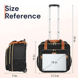 Ytonet Rolling Backpack for Women,15.6 Inch Travel Backpack with Wheels, Stylish Rolling Laptop Bag with Passport Holder, Dual-Opening Design, Underseat Carry on Luggage for Work College Teacher