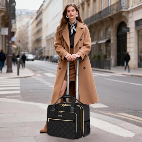 Ytonet Rolling Briefcase for Women, 17.3 Inch Laptop Bag with Wheels Rolling Computer Bag, 15.6 In Travel Backpack with 4 Spinner Wheels, Carry On Rolling Laptop Bag with Detachable Trolley
