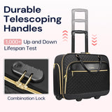 Ytonet Rolling Briefcase for Women, 17.3 Inch Rolling Laptop Bag with Lock, Water Rresistant Wheeled Computer Bag with Insulated Pocket, Roller Bags for Work Travel Overnight Teacher, Black