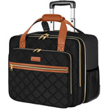 Ytonet Rolling Briefcase for Women, Extra Large Rolling Laptop Bag Fits 18 Inch Laptop, Computer Bag with wheels for Work Travel College Business Overnight Wife Mom Teacher, Black Brown