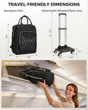 Ytonet Rolling Briefcase for Women with Lock, 17.3 Inch Carry On Laptop Bag with Wheels, 15.6 In Travel Backpack with 4 Spinner Wheels, Carry On Rolling Laptop Bag with Det