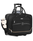 Ytonet Rolling Laptop Bag, 17.3 In Rolling Briefcase for Men Women with Accordion File Pockets, Anti Theft Laptop Bag with Wheels, Professional Roller Underseat Bag for Travel Work Teacher, Black