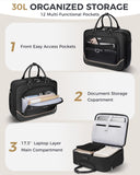 Ytonet Rolling Laptop Bag, 17.3 In Rolling Briefcase for Men Women with Accordion File Pockets, Anti Theft Laptop Bag with Wheels, Professional Roller Underseat Bag for Travel Work Teacher, Black
