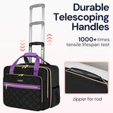 Ytonet Rolling Laptop Bag, 17.3 Inch Rolling Briefcase for Women, Water Resistant Computer Bag with Wheels for Work Travel College Business Overnight Wife Mom Teacher, Black Purple