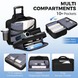 Ytonet Rolling Laptop Bag, Rolling Briefcase for Men Women with Cup Holder, 17.3'' Carry On Water Resistant Laptop Bag with Wheels, Overnight Roller Computer Bag for Work Travel Business College