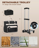 Ytonet Rolling Laptop Bag with Insulated Lunch Box, 15.6 In Rolling Briefcase for Women with Large Cup Holder, Detachable Trolley Roller Underseat Bags for Work, Office, Teacher, Travel, Black Beige