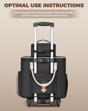 Ytonet Rolling Laptop Bag with Insulated Lunch Box, 15.6 In Rolling Briefcase for Women with Large Cup Holder, Detachable Trolley Roller Underseat Bags for Work, Office, Teacher, Travel, Black Beige