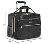 Ytonet Rolling Laptop Bag Women, Rolling Briefcase for Women, 17.3 Inch Laptop Bag with Wheels Rolling Computer Bag Laptop Case for Work Travel College Business Wife Mom Teacher, Black
