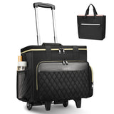 Ytonet Rolling Teacher Bag, 15.6 Inch Rolling Laptop Bag with Detachable Dolly & File Teacher Tote, Large Roller Briefcase for Women Teaching Office Work Craft Nurse, Black