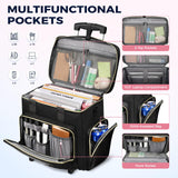 Ytonet Rolling Teacher Bag, 15.6 Inch Rolling Laptop Bag with Detachable Dolly & File Teacher Tote, Large Roller Briefcase for Women Teaching Office Work Craft Nurse, Black