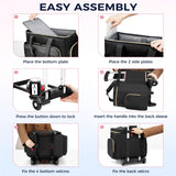 Ytonet Rolling Teacher Bag, 15.6 Inch Rolling Laptop Bag with Detachable Dolly & File Teacher Tote, Large Roller Briefcase for Women Teaching Office Work Craft Nurse, Black